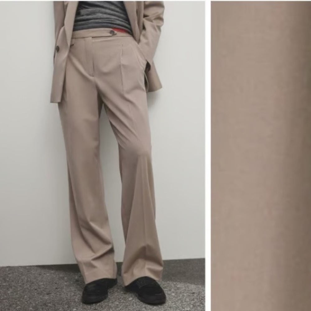 Massimo Dutti Business Office Casual Beige Dress Pants Trousers European